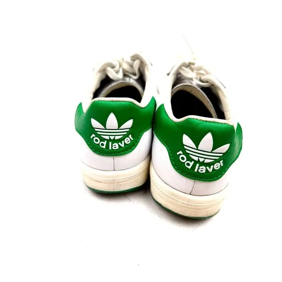 adidas Originals Shoes Mens 8 White Green Leather Rod Laver Low Top Sneakers