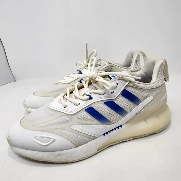 Adidas Originals ZX 2K Boost 2.0 Running Shoes Mens 9.5 White Blue Athletic Low