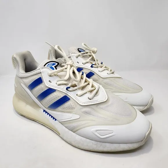 Adidas Originals ZX 2K Boost 2.0 Running Shoes Mens 9.5 White Blue Athletic Low