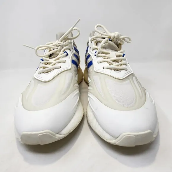 Adidas Originals ZX 2K Boost 2.0 Running Shoes Mens 9.5 White Blue Athletic Low