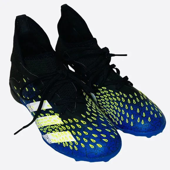Adidas Predator Freak.3 Laceless FG Soccer Cleats Black/Blue FY0624 Boys Size 6Y