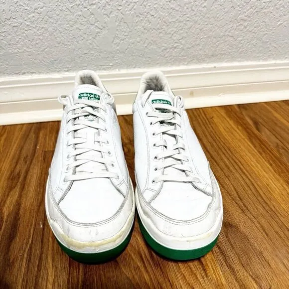 Adidas Rod Laver Shoes Men’s Sz 11 Flat White Green FX5605 Leather Tennis Preppy