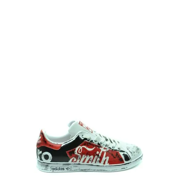 Adidas Sporty Print Leather Lace-Up Sneakers Men White