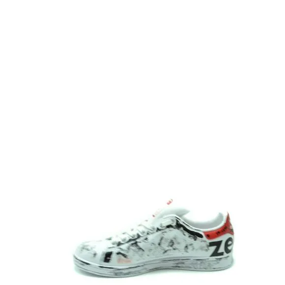 Adidas Sporty Print Leather Lace-Up Sneakers Men White