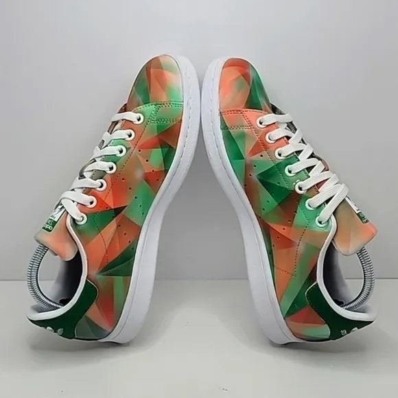 adidas | Stan Smith custom geometric orange/green print sneakers | WMS 9