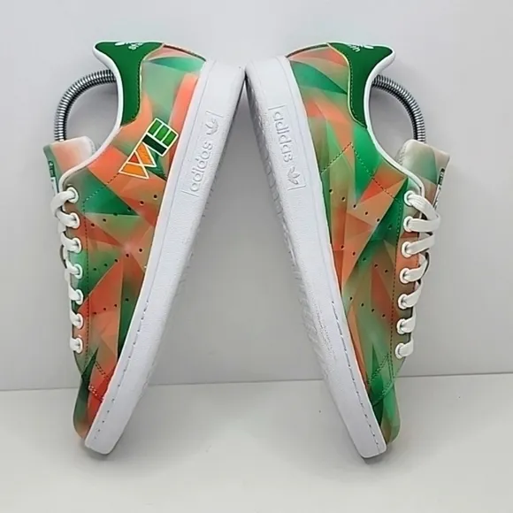 adidas | Stan Smith custom geometric orange/green print sneakers | WMS 9