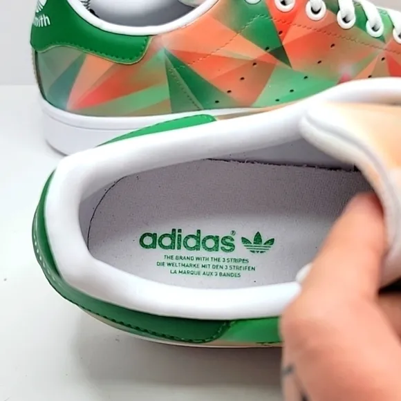 adidas | Stan Smith custom geometric orange/green print sneakers | WMS 9