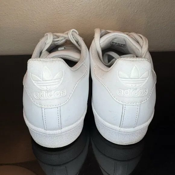 Adidas Superstar All White Striped Leather Low Top Sneakers Men's Size 9.5 EUC