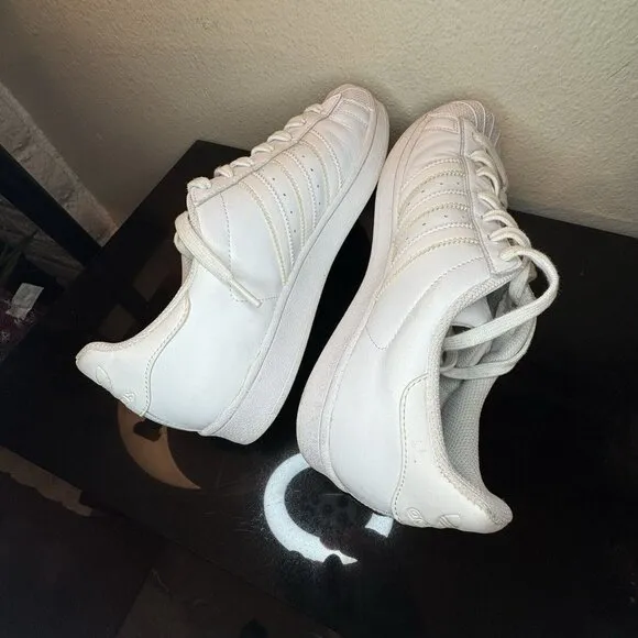 Adidas Superstar All White Striped Leather Low Top Sneakers Men's Size 9.5 EUC