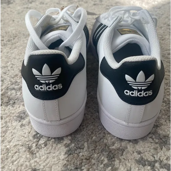 Adidas Superstar Original White and Black Sneakers with Gold Logo Men’s 6.5