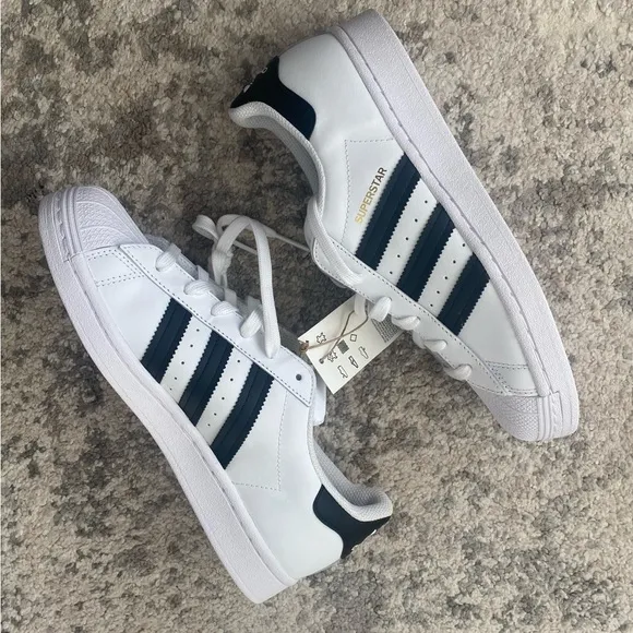 Adidas Superstar Original White and Black Sneakers with Gold Logo Men’s 6.5