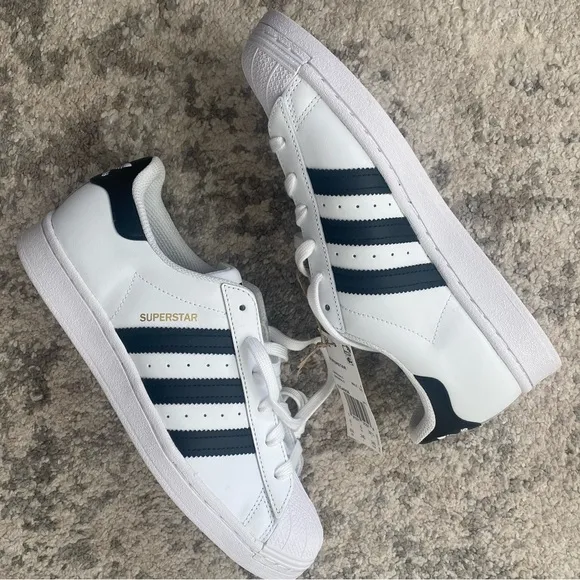 Adidas Superstar Original White and Black Sneakers with Gold Logo Men’s 6.5