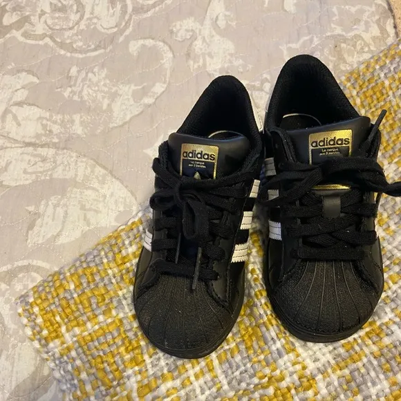Adidas Superstar Shoes  Black &amp; Gold Sneakers