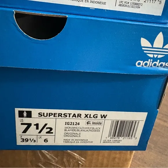 Adidas Superstar XLG Wonder White Shoes Sneakers IG2124 Woman’s Sz