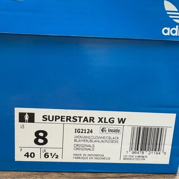 Adidas Superstar XLG Wonder White Shoes Sneakers IG2124 Woman’s Sz
