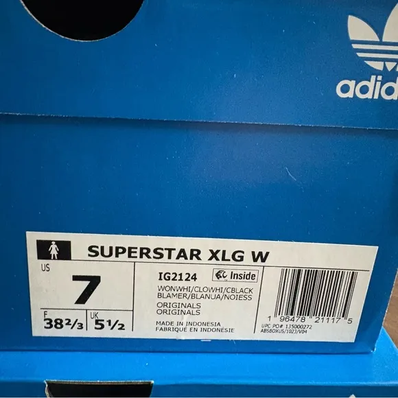 Adidas Superstar XLG Wonder White Shoes Sneakers IG2124 Woman’s Sz