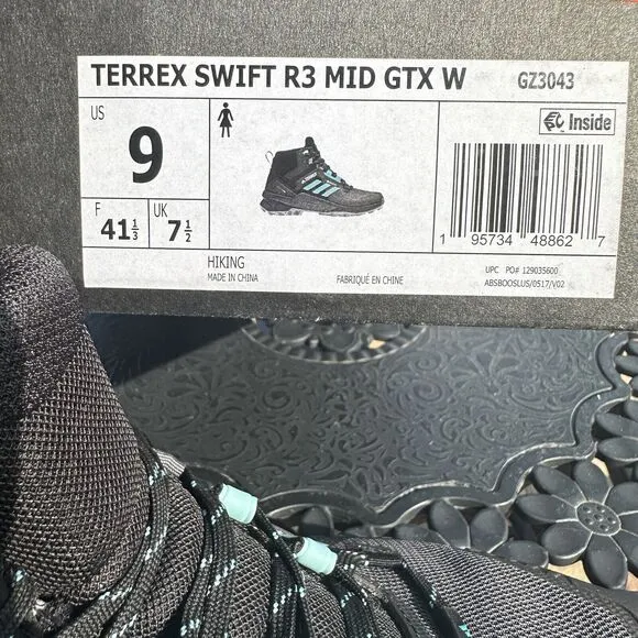 Adidas Terrex Swift R3 GORE-TEX Mid Black Mint Ton Women's Shoes GZ3043 Size 9