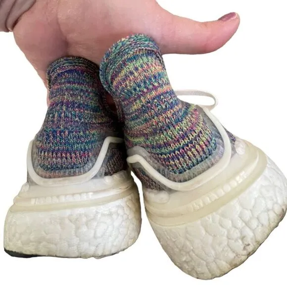 Adidas ultra boost laced mid top multicolor pastel cloth sneakers men’s size 11