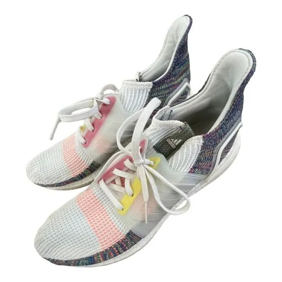 Adidas ultra boost laced mid top multicolor pastel cloth sneakers men’s size 11