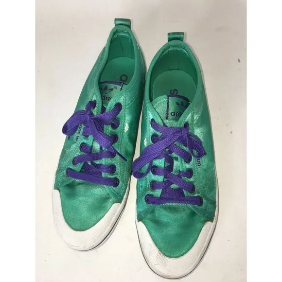 Adidas Women's Green Satin Sneakers Shoes 7.5