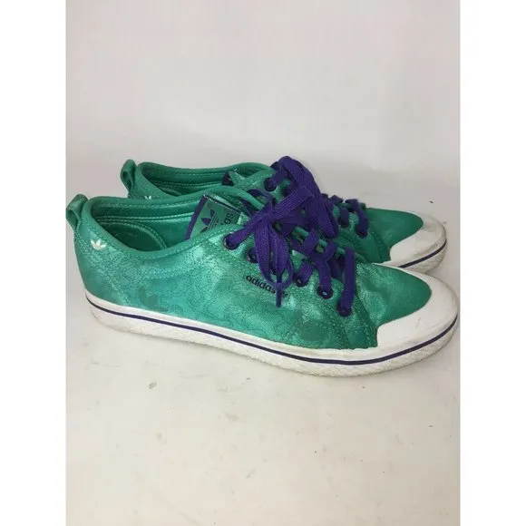 Adidas Women's Green Satin Sneakers Shoes 7.5