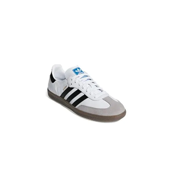 Adidas Womens White Leather Sporty Sneakers with Rubber Sole