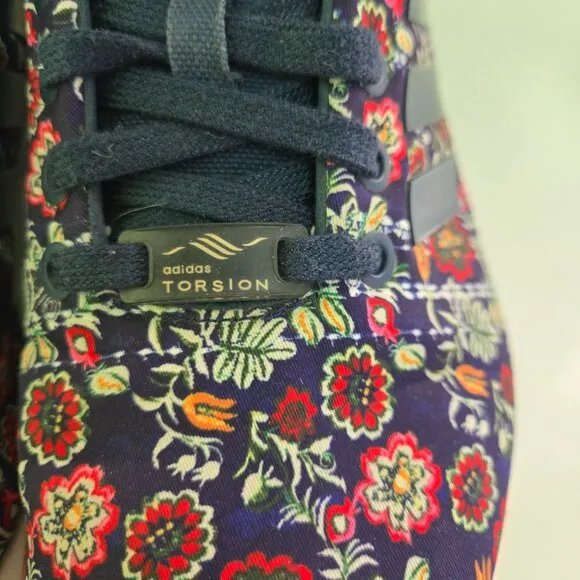 Adidas X The Farm ZX Flux Torsion 702001 Navy Floral Sneakers Size 6.5
