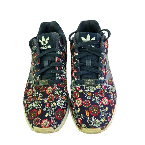 Adidas X The Farm ZX Flux Torsion 702001 Navy Floral Sneakers Size 6.5