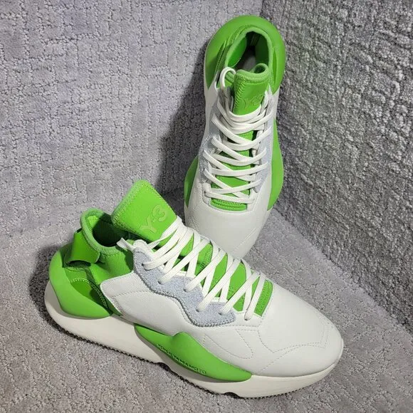 Adidas Y-3 KAIWA Men's Size US 9 White Green Athletic Running Sneakers IG1040