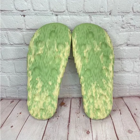 Adidas Adilette 22 'Magic Lime Dessert Sand' Sandals Slides Mens Size 8 (GY1597)