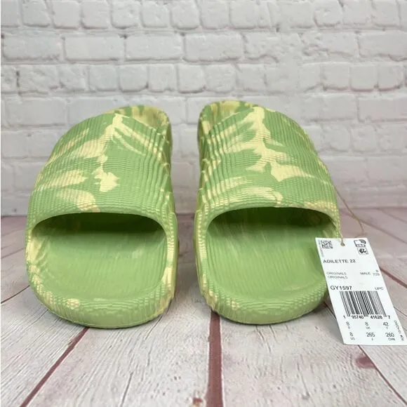 Adidas Adilette 22 'Magic Lime Dessert Sand' Sandals Slides Mens Size 8 (GY1597)