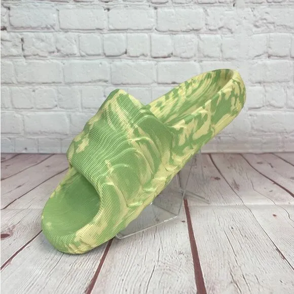 Adidas Adilette 22 'Magic Lime Dessert Sand' Sandals Slides Mens Size 8 (GY1597)