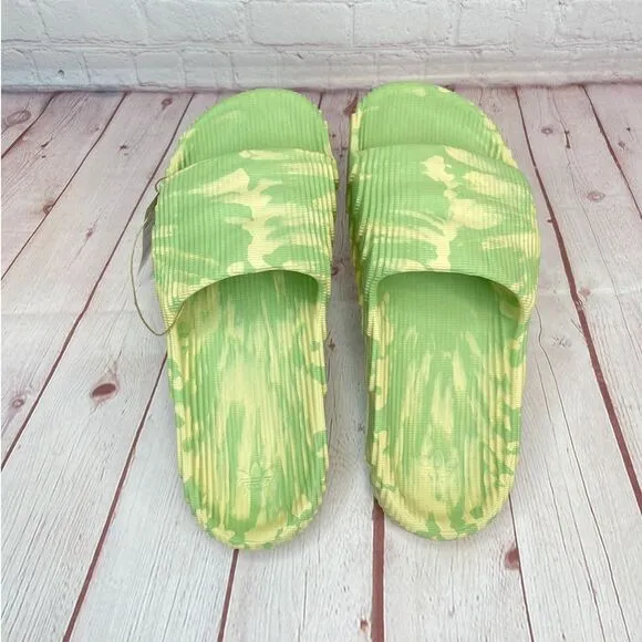 Adidas Adilette 22 'Magic Lime Dessert Sand' Sandals Slides Mens Size 8 (GY1597)