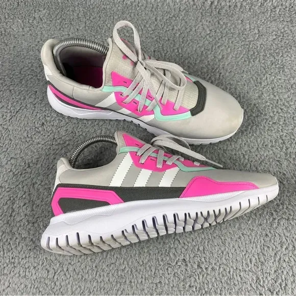 ADIDAS ORIGINALS FLEX J GS Shoes Youth Kids Girls Size 6.5 Grey Pink‎ Sneakers