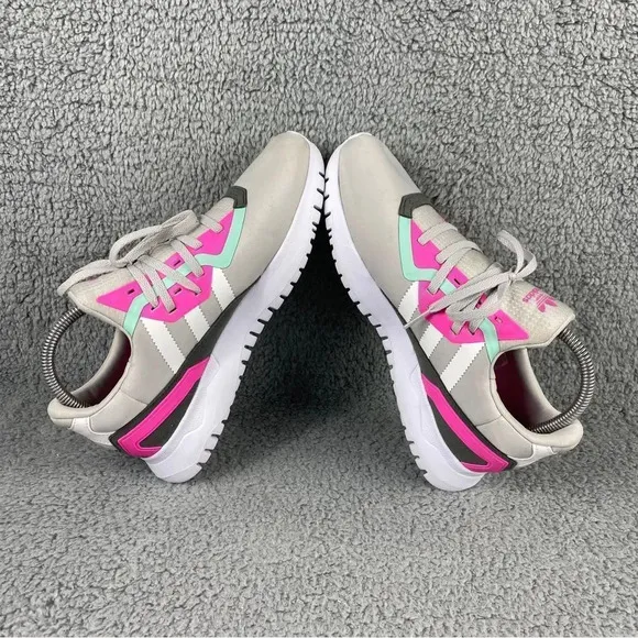 ADIDAS ORIGINALS FLEX J GS Shoes Youth Kids Girls Size 6.5 Grey Pink‎ Sneakers
