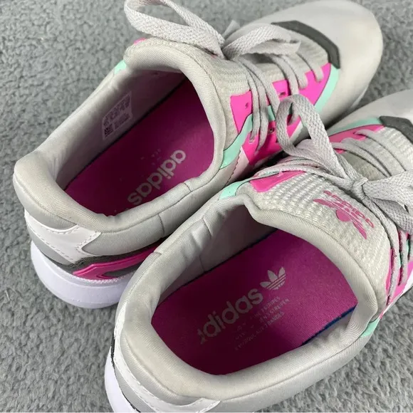 ADIDAS ORIGINALS FLEX J GS Shoes Youth Kids Girls Size 6.5 Grey Pink‎ Sneakers