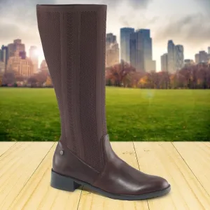 AETREX BELLE LEATHER STRETCH SOCK KNEE HIGH ORTHOPEDIC BOOTS BROWN NWT SZ 7.5