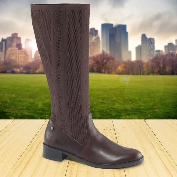 AETREX BELLE LEATHER STRETCH SOCK KNEE HIGH ORTHOPEDIC BOOTS BROWN NWT SZ 7.5