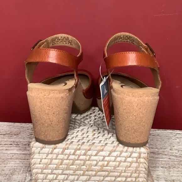AETREX Finley NWT Size40 Cognac Babydoll Cork Platforms Arch Support Memory Foam