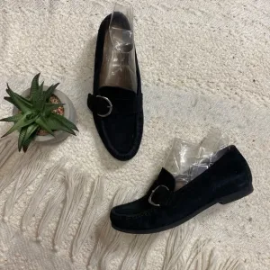 AGL Attilio Giusti Leombruni loafers black suede slip on dress shoes