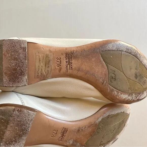 AGL White Leather Black Patient Leather Cap toe Monika ballet flat