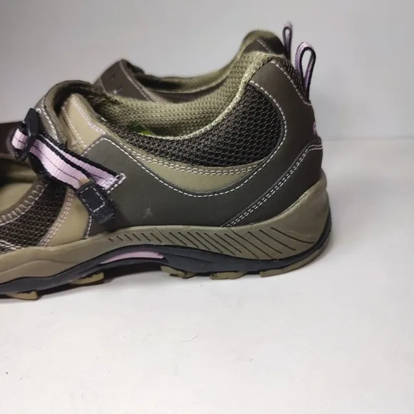 AHNU Mary Janes Olive Purple Mesh Leather Outdoor Hiking Women’s Shoes Size 9.5