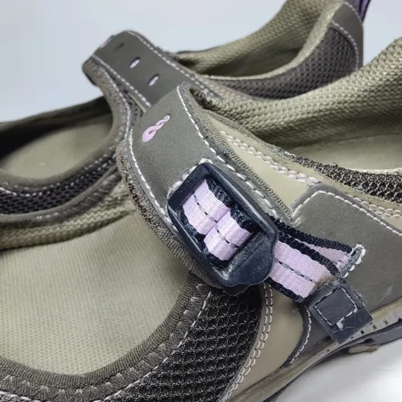 AHNU Mary Janes Olive Purple Mesh Leather Outdoor Hiking Women’s Shoes Size 9.5