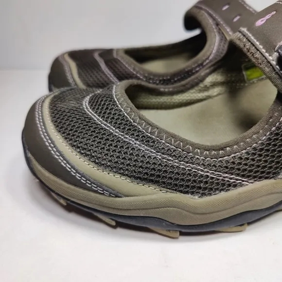 AHNU Mary Janes Olive Purple Mesh Leather Outdoor Hiking Women’s Shoes Size 9.5