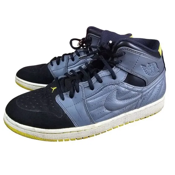Air Jordan 1 Retro 99 Mens Sneakers Sz 10.5 Cool Grey Vibrant Yellow Activewear