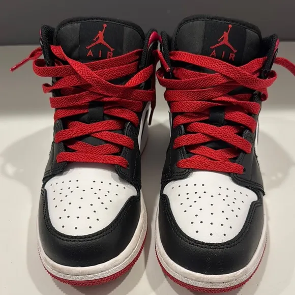 Air Jordan Black and White Sneakers with Red Accents