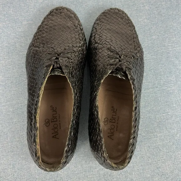 ALDO Brue Black Woven Leather Men's Oxfords Shoes Size 6.5
