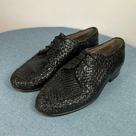 ALDO Brue Black Woven Leather Men's Oxfords Shoes Size 6.5