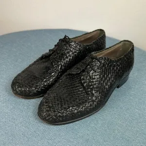 ALDO Brue Black Woven Leather Men's Oxfords Shoes Size 6.5