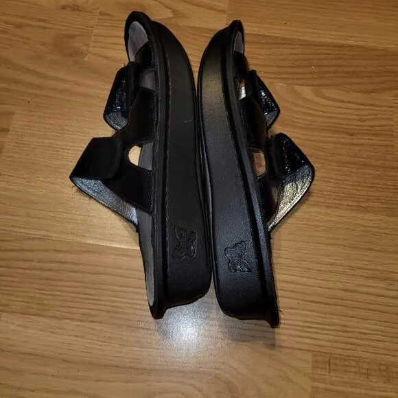 Alegria Leather Karnen Clog Mule Iridescent Metalic Blue Sandals Shoes  8.5